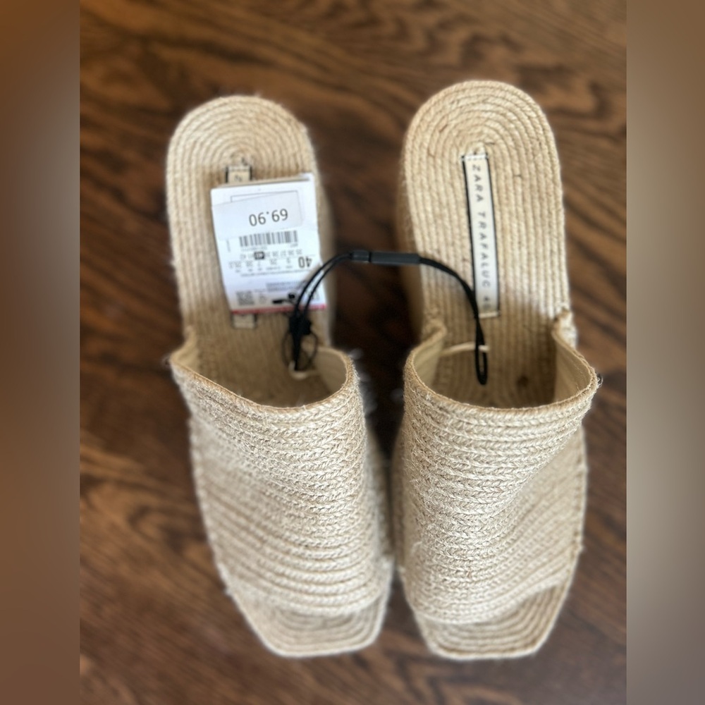 Zara natural jute platform wedge size 9 NEVER WORN NWT